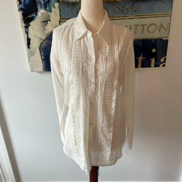 Nili Loton Ivory Tara Button Down Shirt - Picture 6 of 11